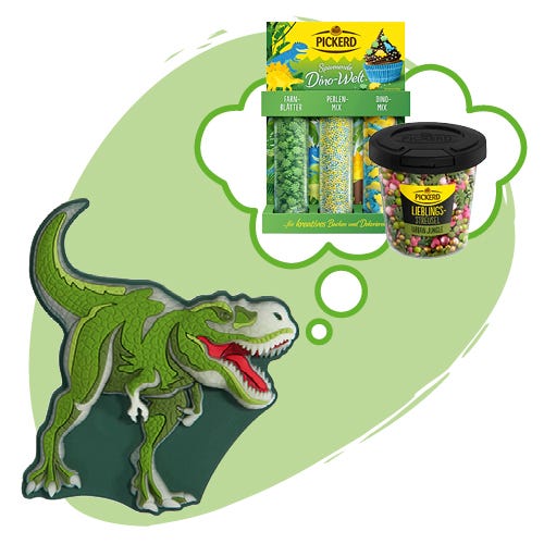 Step by Step Dino-Motiv träumt von Pickerd Dino-Streuselmix