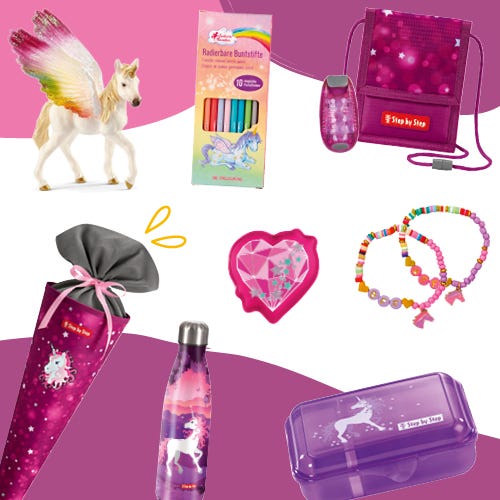 Collage mit verschiedenen Füllideen für die Einhorn-Schultüte