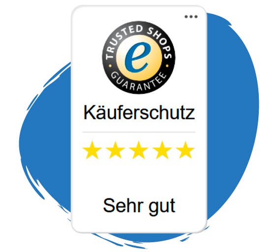 Trusted Shops Bewertung Sehr gut mit 5 Sternen
