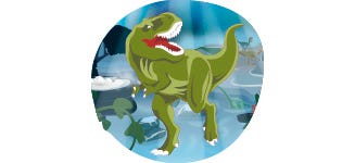 Grüner Dinosaurier T-Rex auf blauem Hintergrund