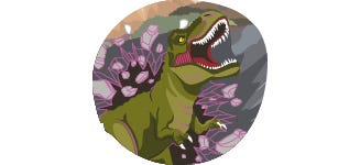 Dinosaurier Grüner T-Rex vor grauem Hintergrund