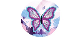 Lila Schmetterling auf rosa Hintergrund