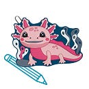 Malvorlage Axolotl Sally MAGIC MAGS im Design Axolotl Sally, Frontmotiv, mit einem Stift als Icon