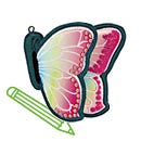 Malvorlage Butterfly Mona MAGIC MAGS im Design Butterfly Mona, Frontmotiv, mit einem Stift als Icon