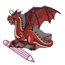 Malvorlage Dragon Drako MAGIC MAGS im Design Dragon Drako, Frontmotiv, mit einem Stift als Icon