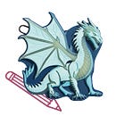 Malvorlage Ice Dragon Tarek MAGIC MAGS im Design Ice Dragon Tarek, Frontmotiv, mit einem Stift als Icon