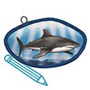 Malvorlage Shark Aris MAGIC MAGS im Design Shark Aris, Frontmotiv, mit einem Stift als Icon