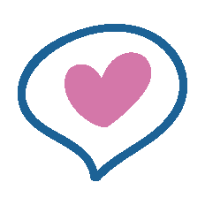 Sprechblasen-Symbol mit rosa Herz als Zeichen f&uuml;r Feedback, Austausch oder Gemeinschaft.