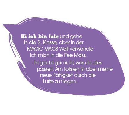 Sprechblase von Einhorn Nuala, Jules Schutztier in der MAGIC MAGS Welt